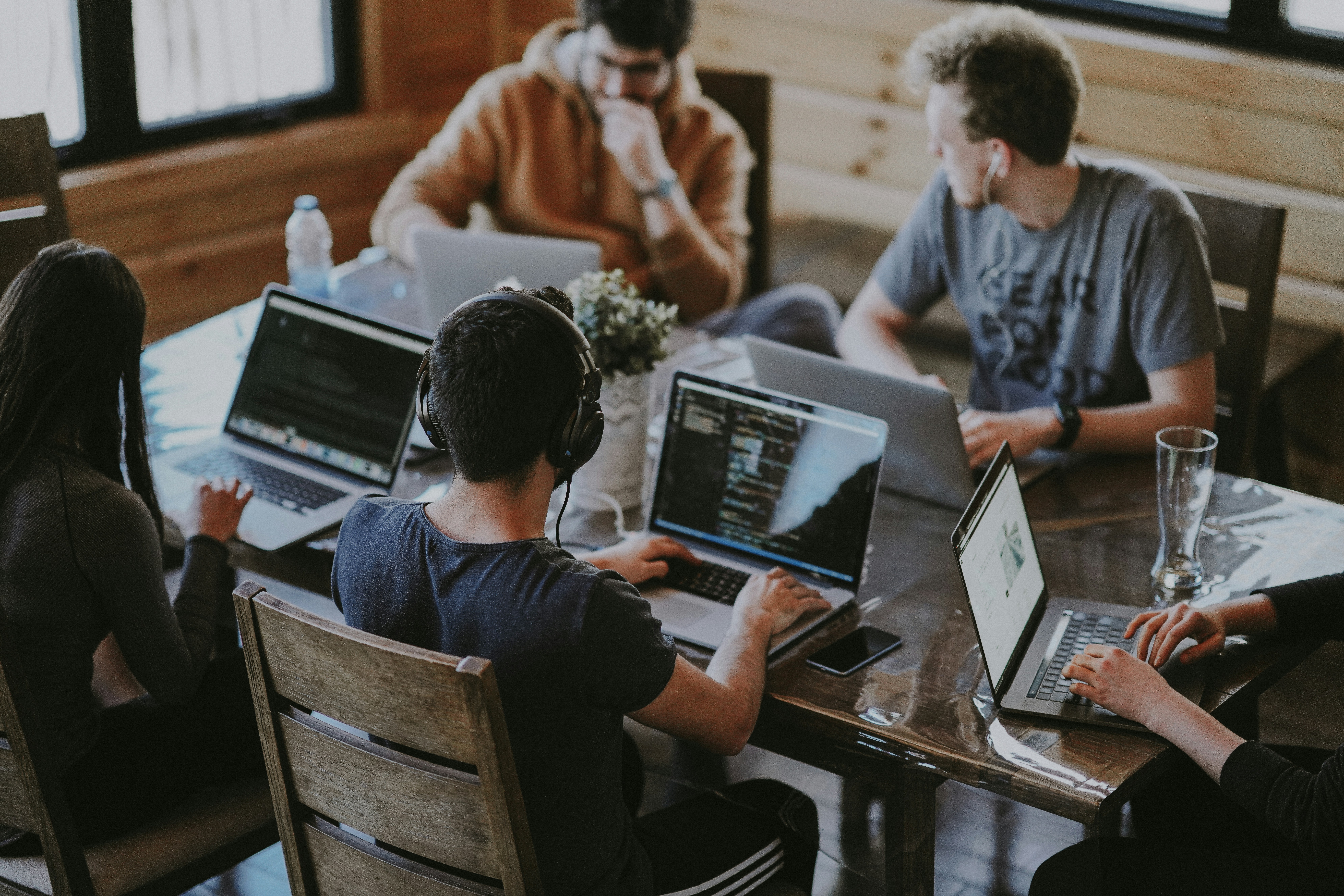 Customer support specialist with headset